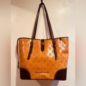 NWT!!! Genuine Dooney & Bourke MLB SF Giants Dover Lg. Leather Tote Cognac/Brown